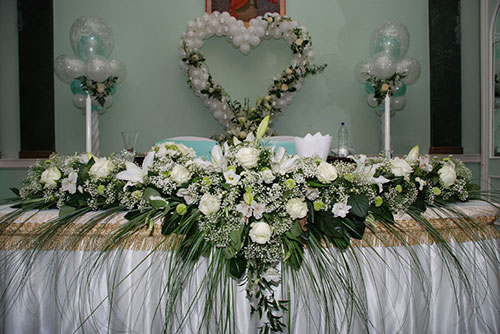 оформление зала на свадьбу цветами фото 3 