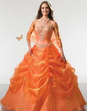 оранжевое свадебное платье 