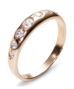 Обручальное кольцо с фианитами из красного золота