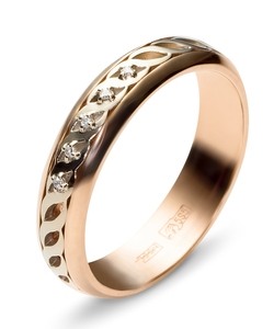 Обручальное кольцо с 5 бриллиантами 585 пробы