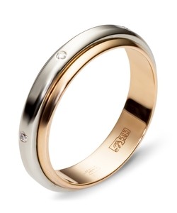 Обручальное кольцо с 6 бриллиантами 585 пробы